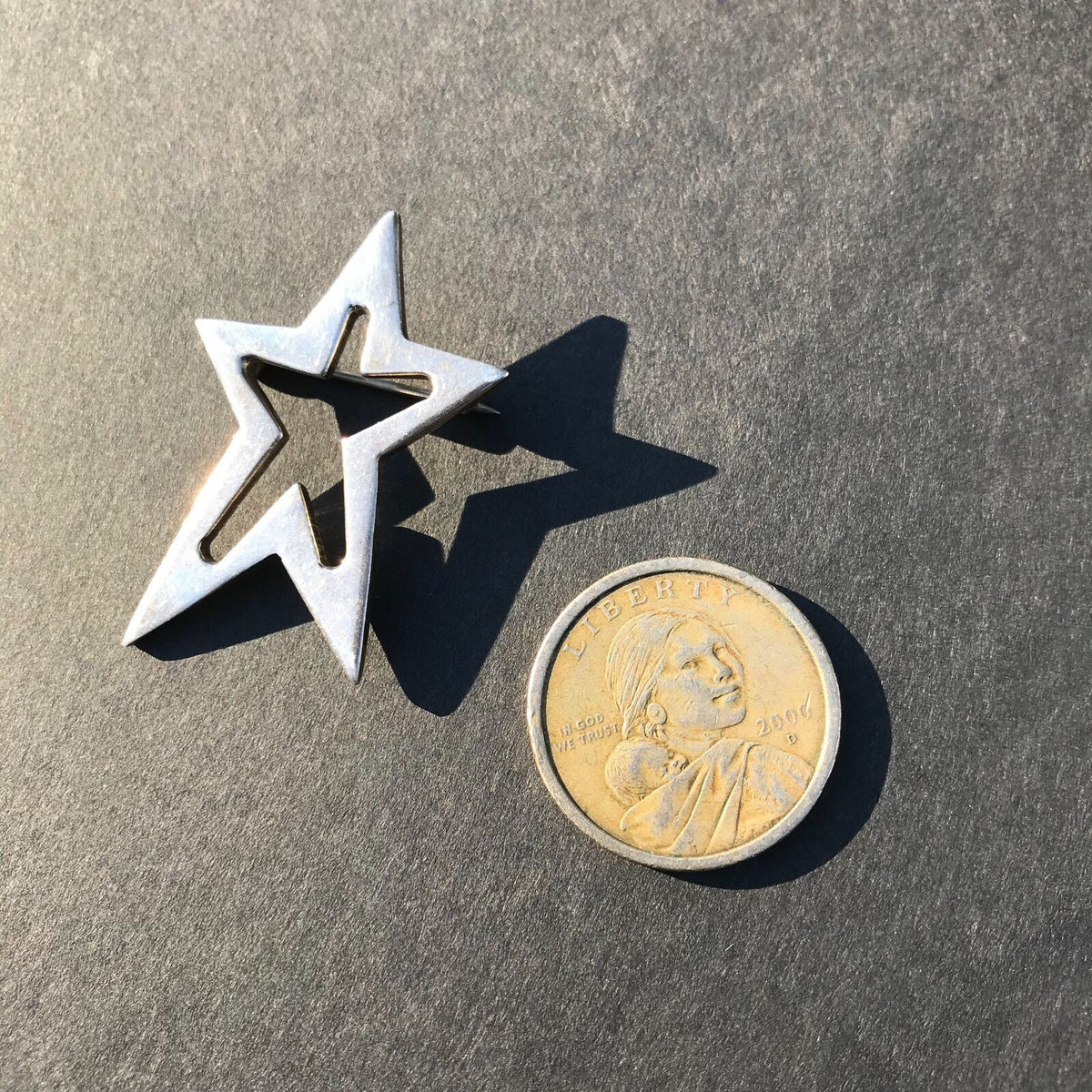 Silver 925 TR152 2" Star Mexico Modern Skewed Art Cut Out Pin