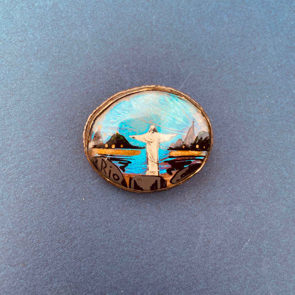 Brazil Rio Butterfly Wing Convex Glass 800 Silver Pin