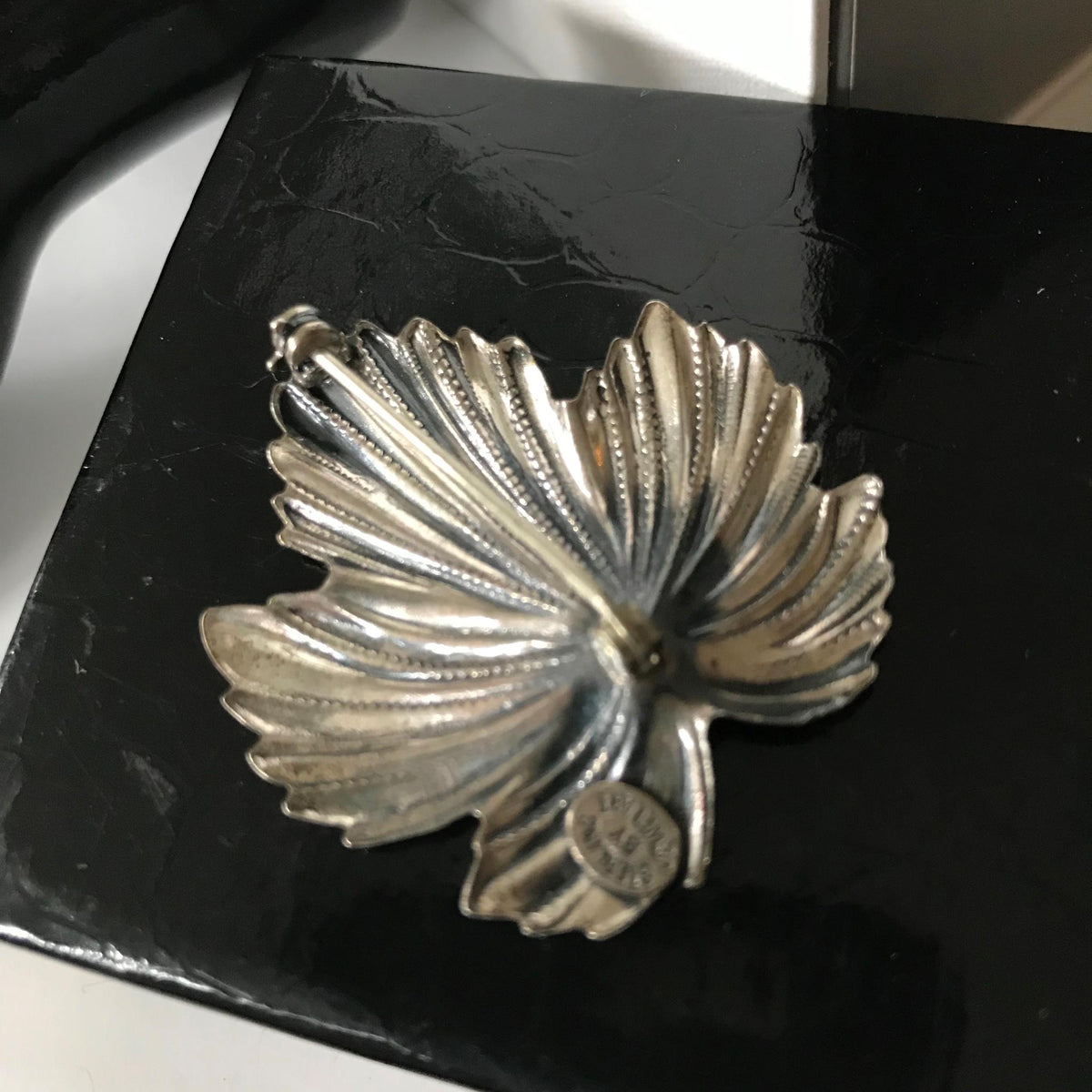 Sterling Silver Leaf by Jewelart R.I. 1.5" Polished Modern Design