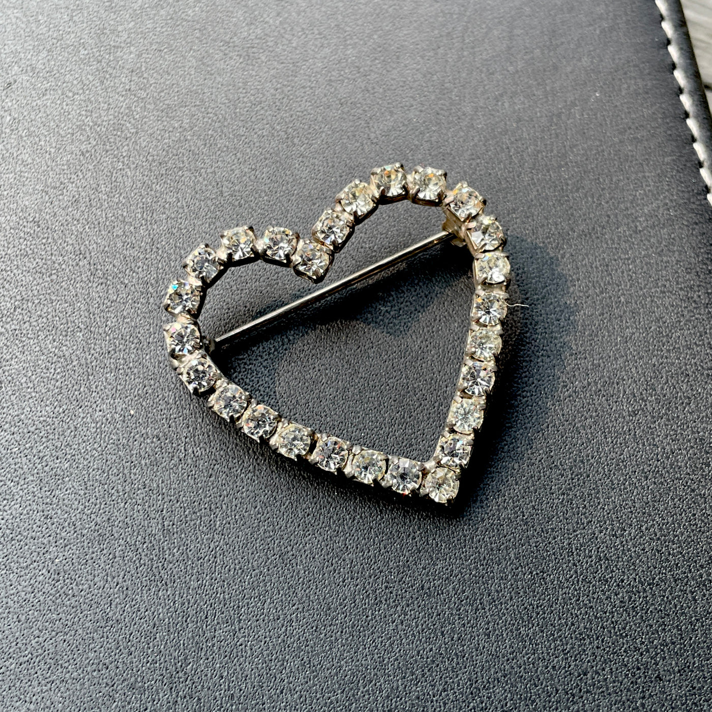 Rhinestone Heart Pin 1.25"