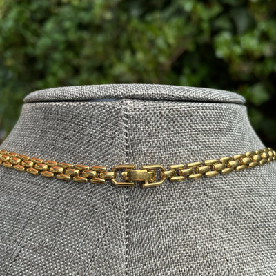 15" MONET Gold Metal Chain Mail Choker Necklace Vintage