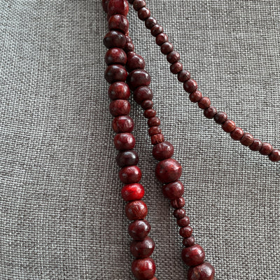 36" Multi Strand Crafted Primal Wood Bead w Hook Loop Clasp Necklace