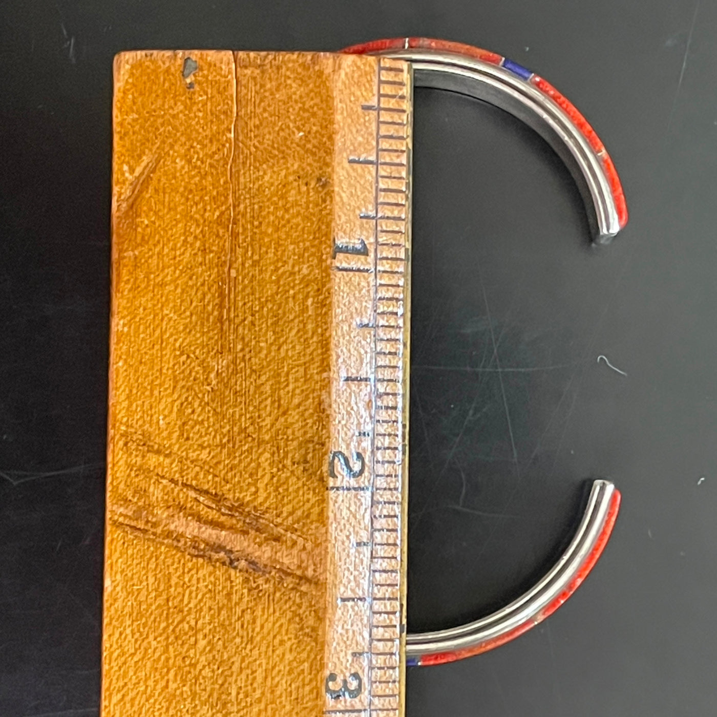 2.75" Coral w Blue Lapis Azul Sterling Cuff Bangle Bracelet