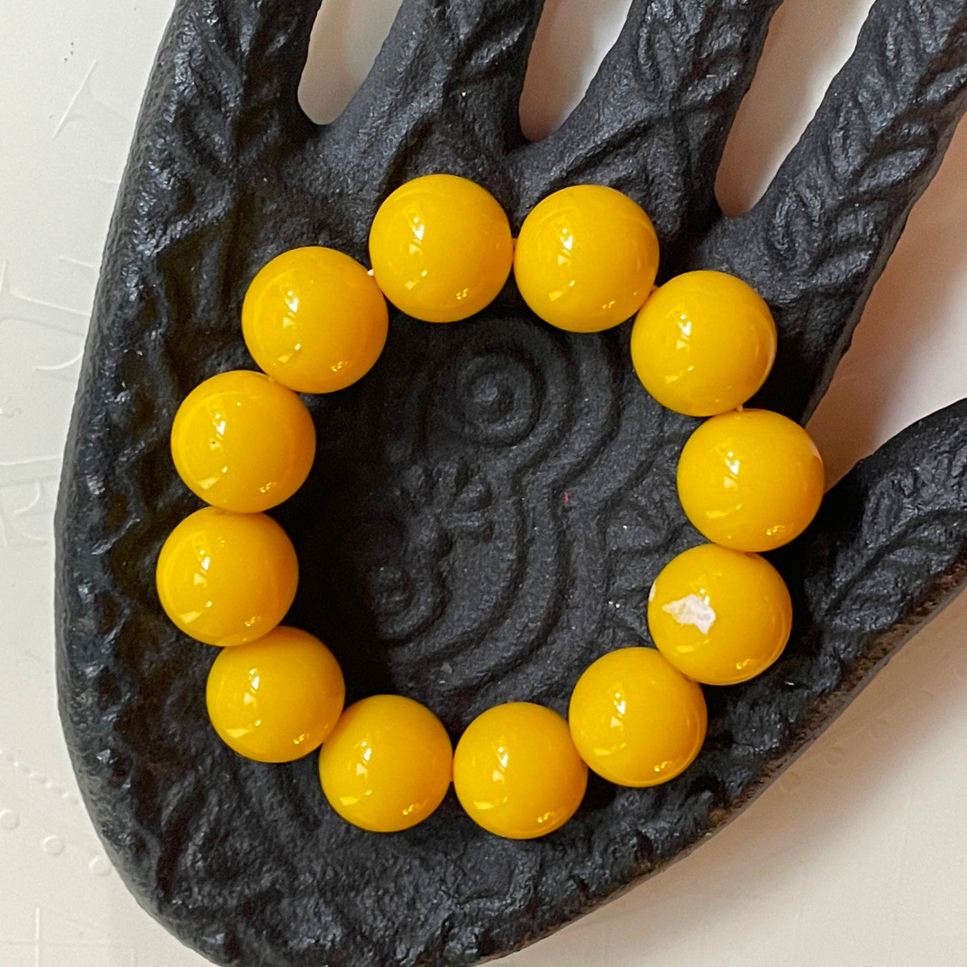 Yellow Acrylic Lucite Opaque Bead Bracelet