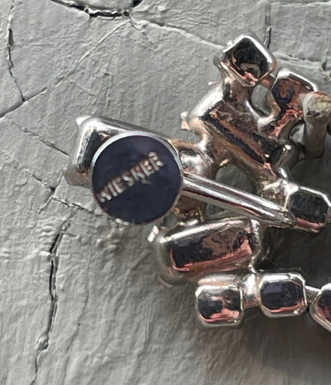 1.75 Wiesner Rhinestone Loop Drop Screw Back Clip Silver Metal Earrings