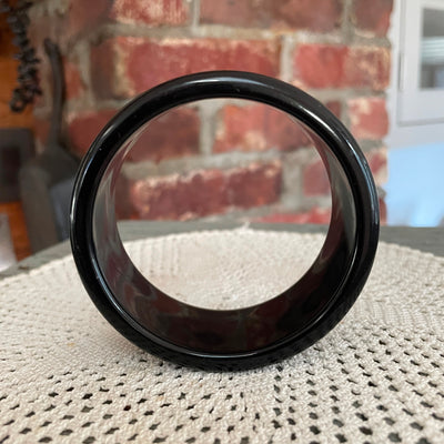 2-5/8" Vintage Black Gloss Acrylic Bangle Bracelet #A2