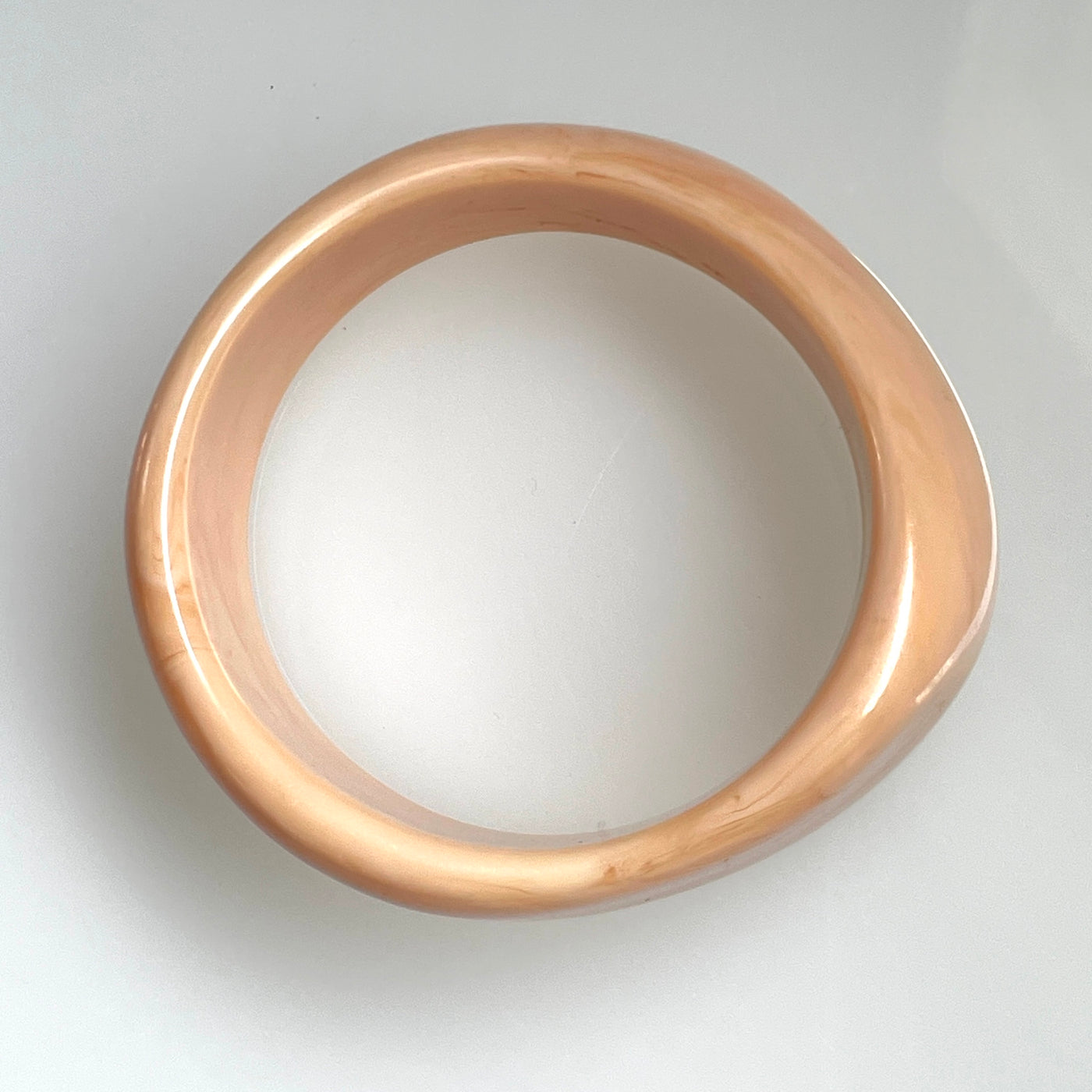 2-5/8" D Vintage Large Asymmetric Cream Celluloid Bangle Bracelet