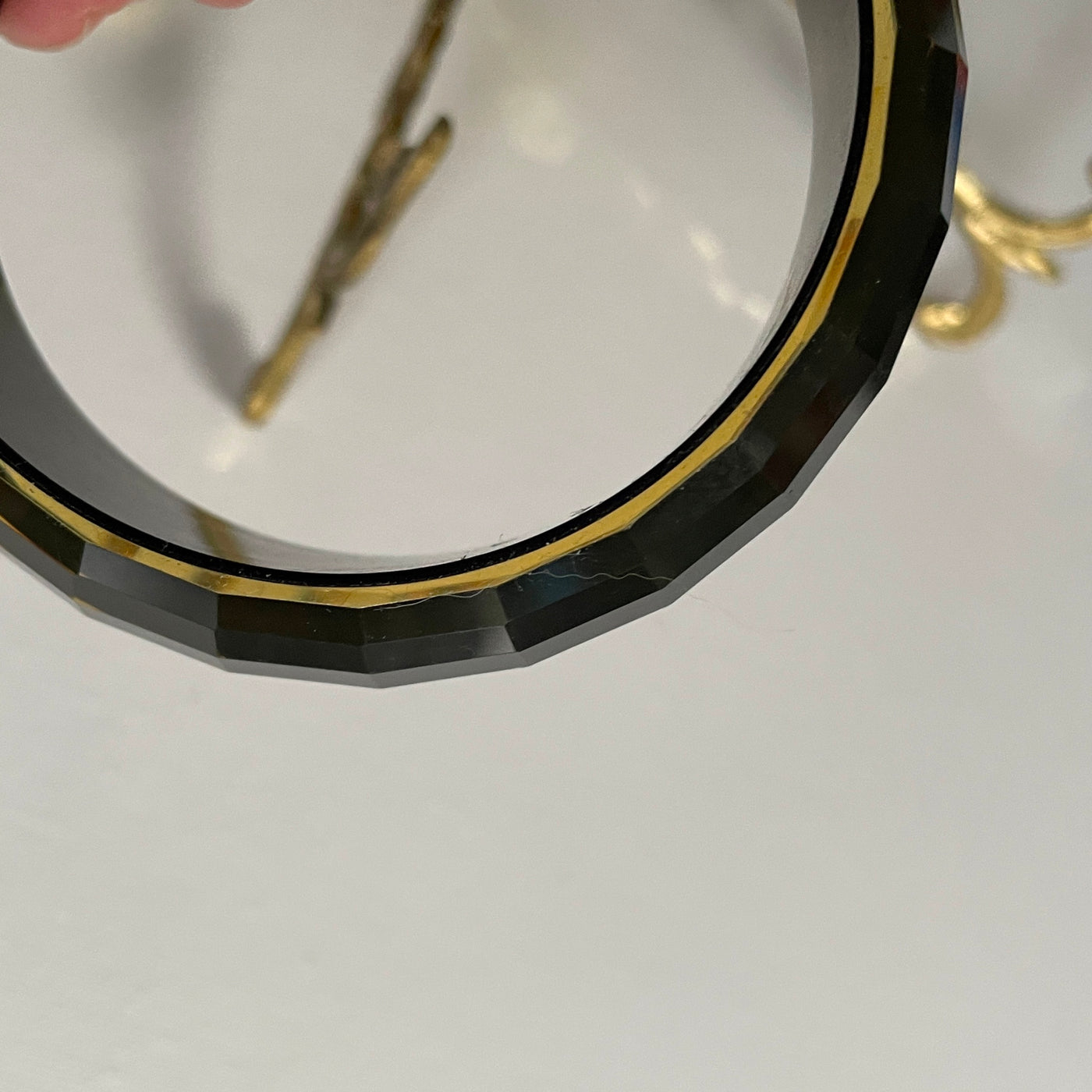 Clear Black Faceted Lucite Bangle Bracelet 1" Band Width