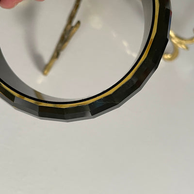 Clear Black Faceted Lucite Bangle Bracelet 1" Band Width