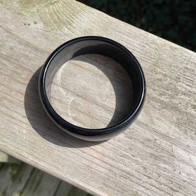 2-1/2" Black Acrylic Bangle Bracelet 1" Wide Vintage