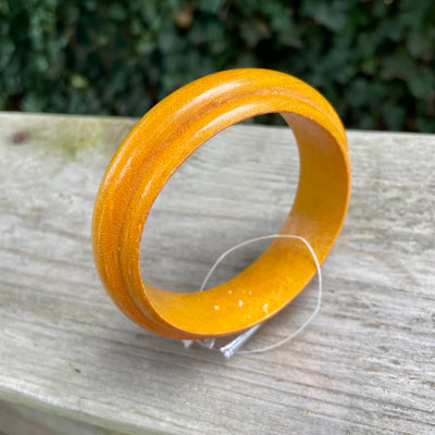 2-1/2" Yellow Shaped Wood Bangle Bracelet .5" Wide Vintage