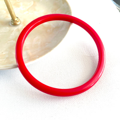 2.5/8" D Acrylic Thin Red Bangle Bracelet 2/8 inch Wide Vintage