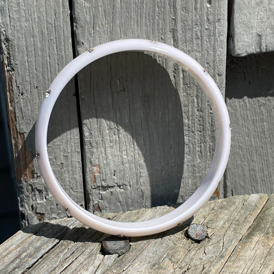 2.5" White Acrylic with Diamonds Bangle Bracelet .5" Band Width Vintage