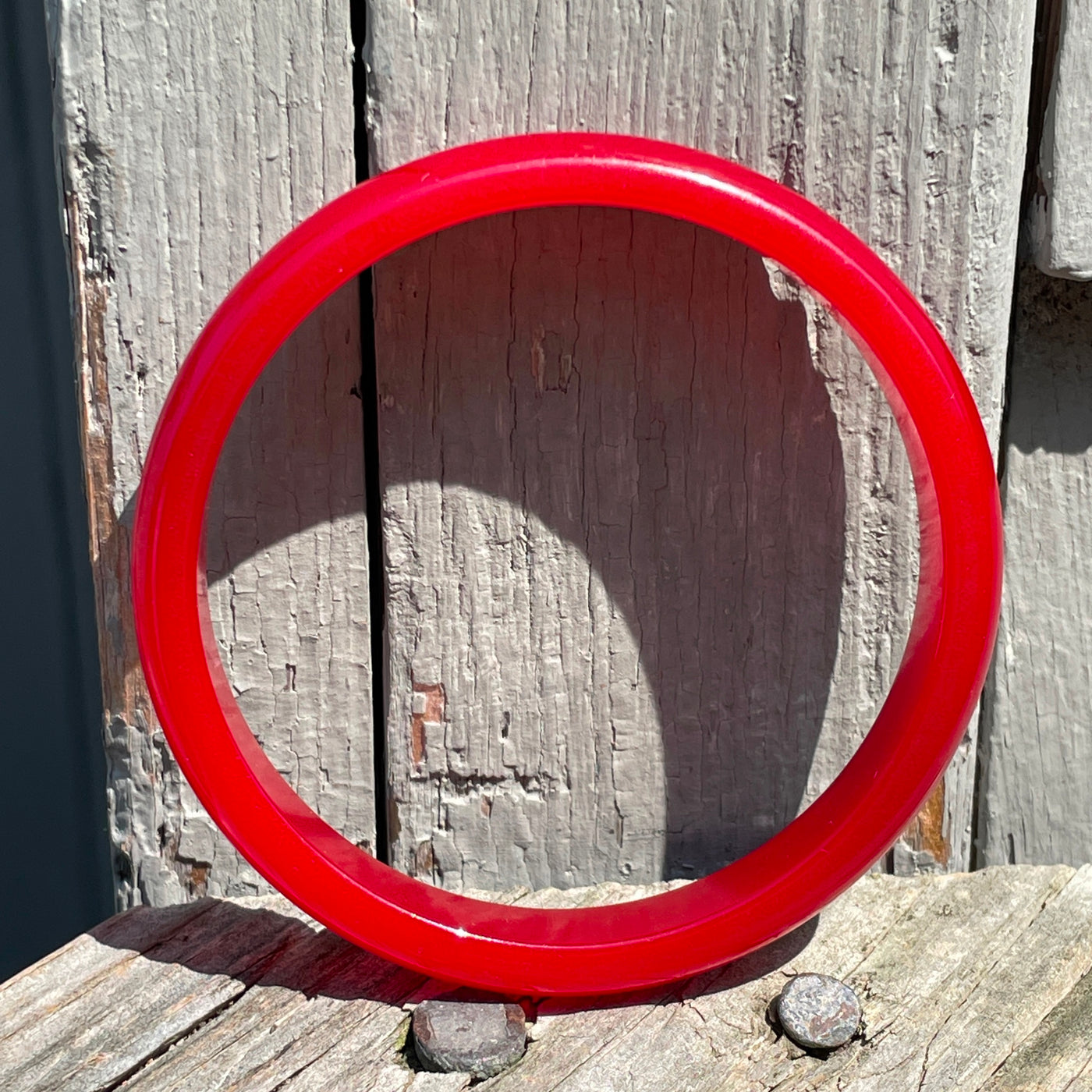 2.5" Bright Red Bakelite Bangle Bracelet .5" Band Width Vintage