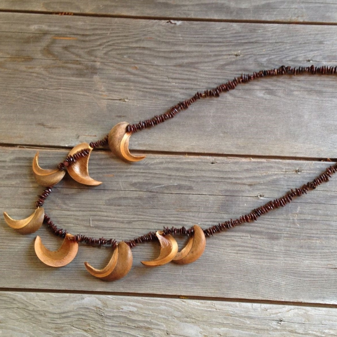 30" Simple Light Weight Natural Nut Shell and Seed Necklace - Simple Sweet*