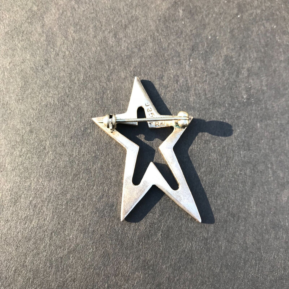Silver 925 TR152 2" Star Mexico Modern Skewed Art Cut Out Pin
