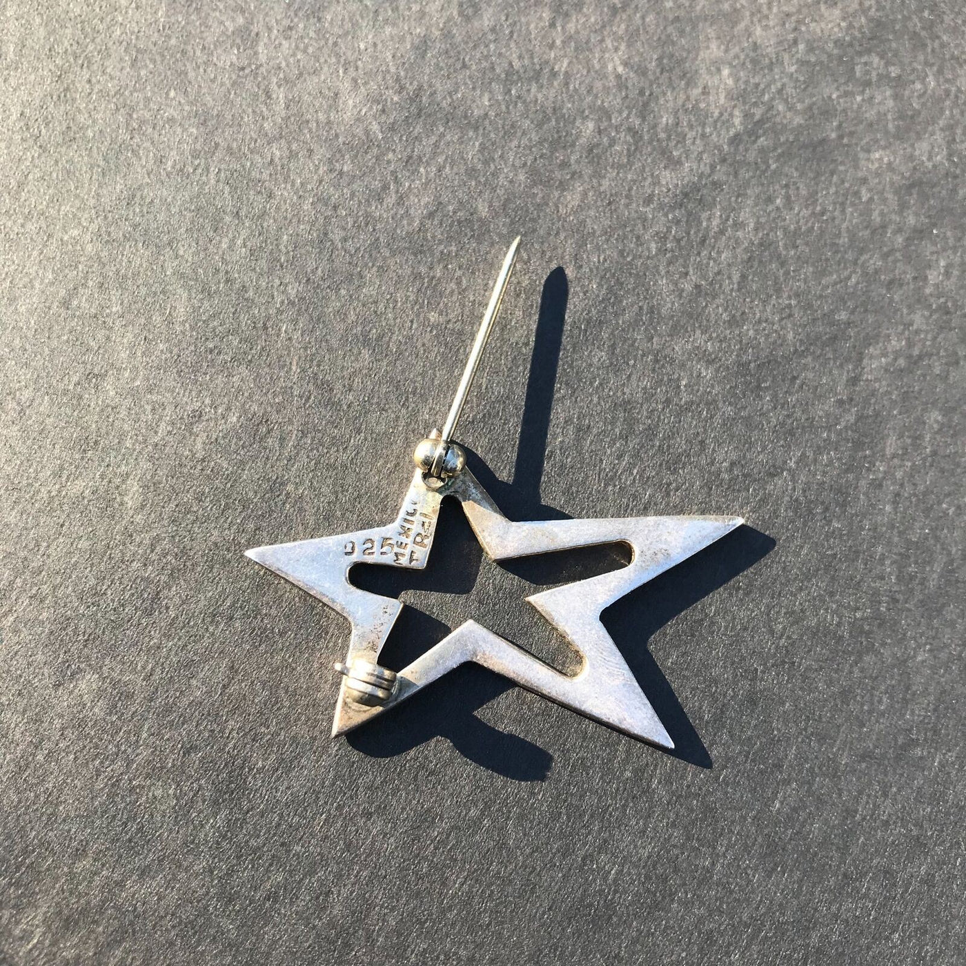 2” TR152 Silver 925 Star Made in Mexico Modern  Skewed Art Cut Out Pin