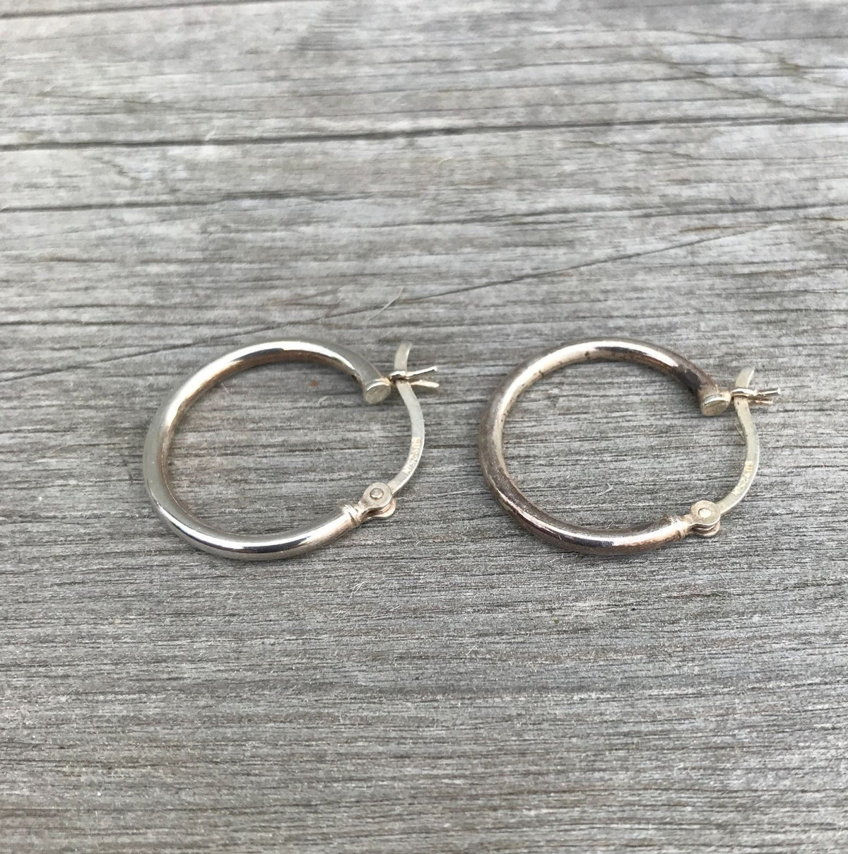 Silver 925 -  .75" Hollow Hoop Pierced Hinged Earrings