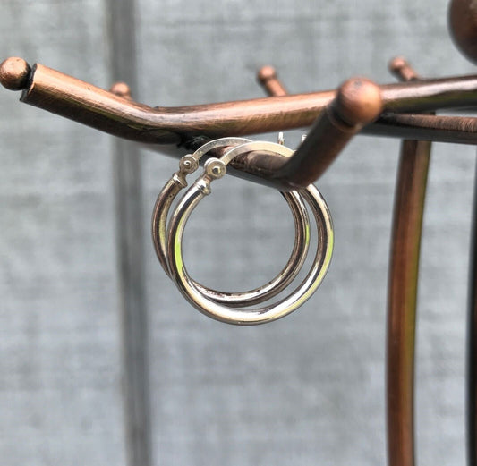 Silver 925 -  .75" Hollow Hoop Pierced Hinged Earrings