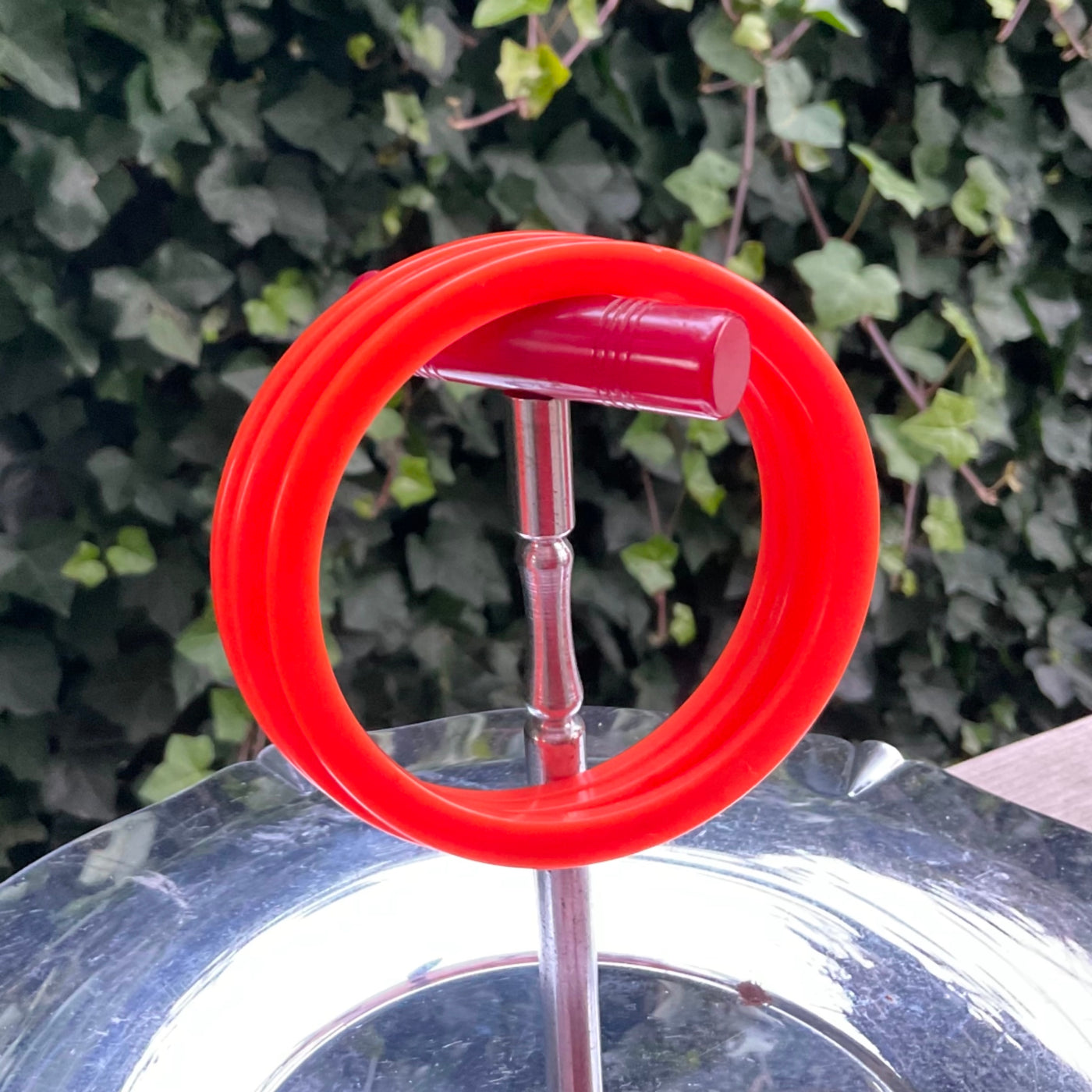 Set of 3 Orange Bakelite Slice Bangle Bracelets Small 2-5” Diameter