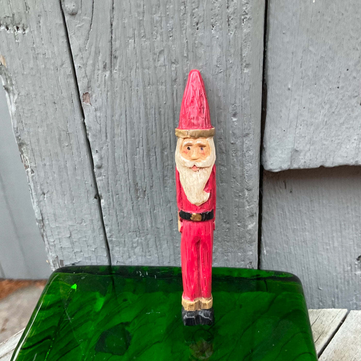 3” Vintage Long Tall Hard Thermoplastic Santa Claus Lapel Christmas Pin