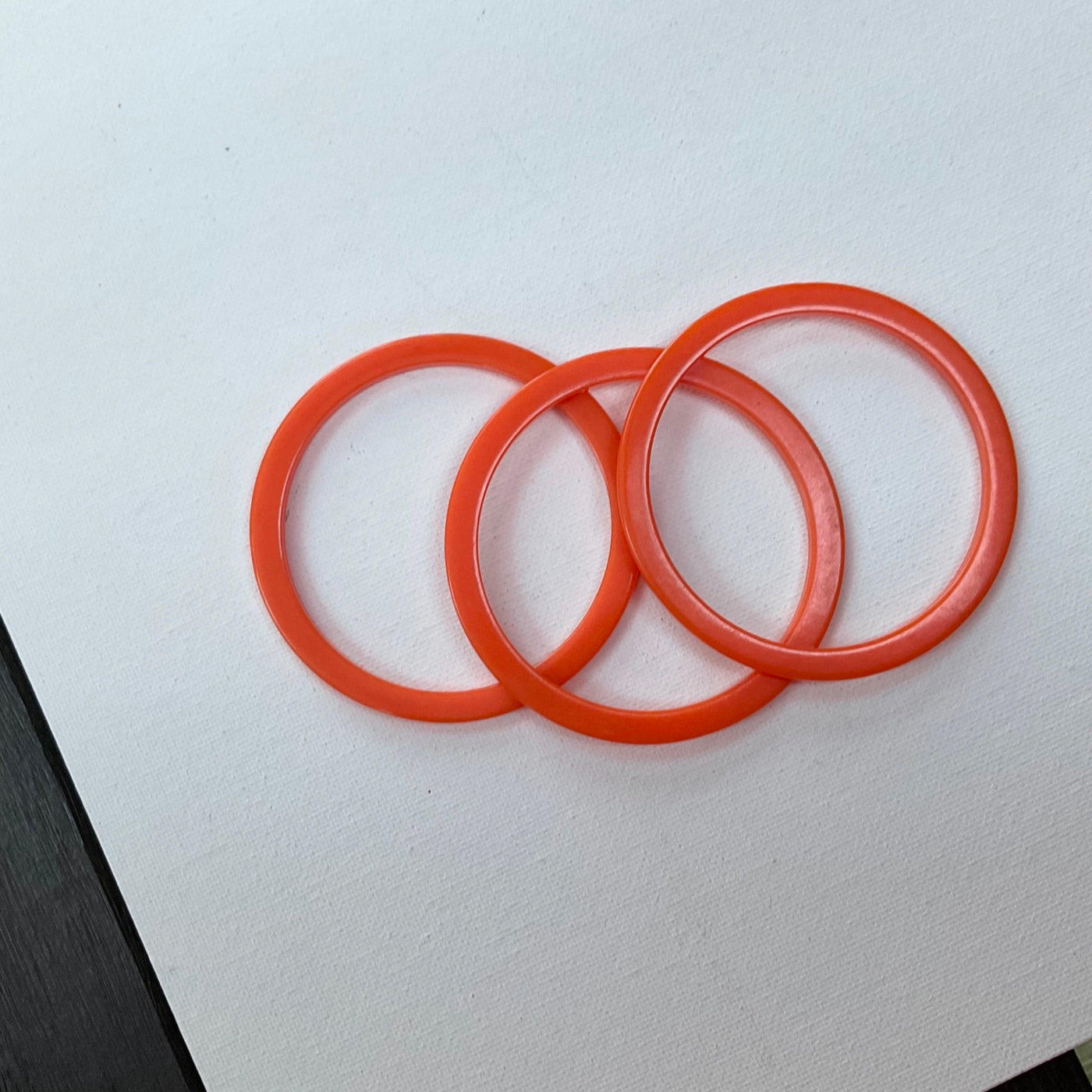 Set of 3 Orange Bakelite Slice Bangle Bracelets Small 2-5” Diameter