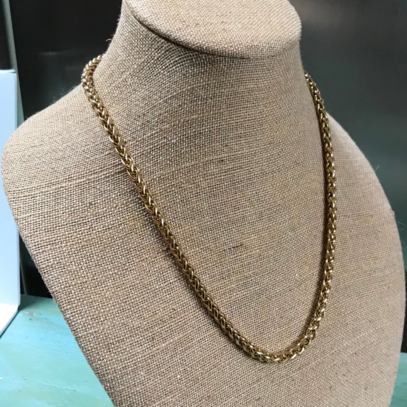 24" Gold Metal Tubular Chain Necklace Bold Bright 1/8" Wide