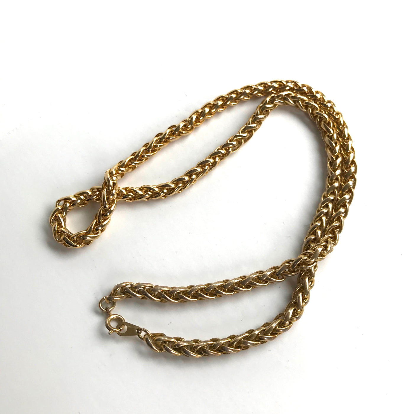 24" Gold Metal Tubular Chain Necklace Bold Bright 1/8" Wide