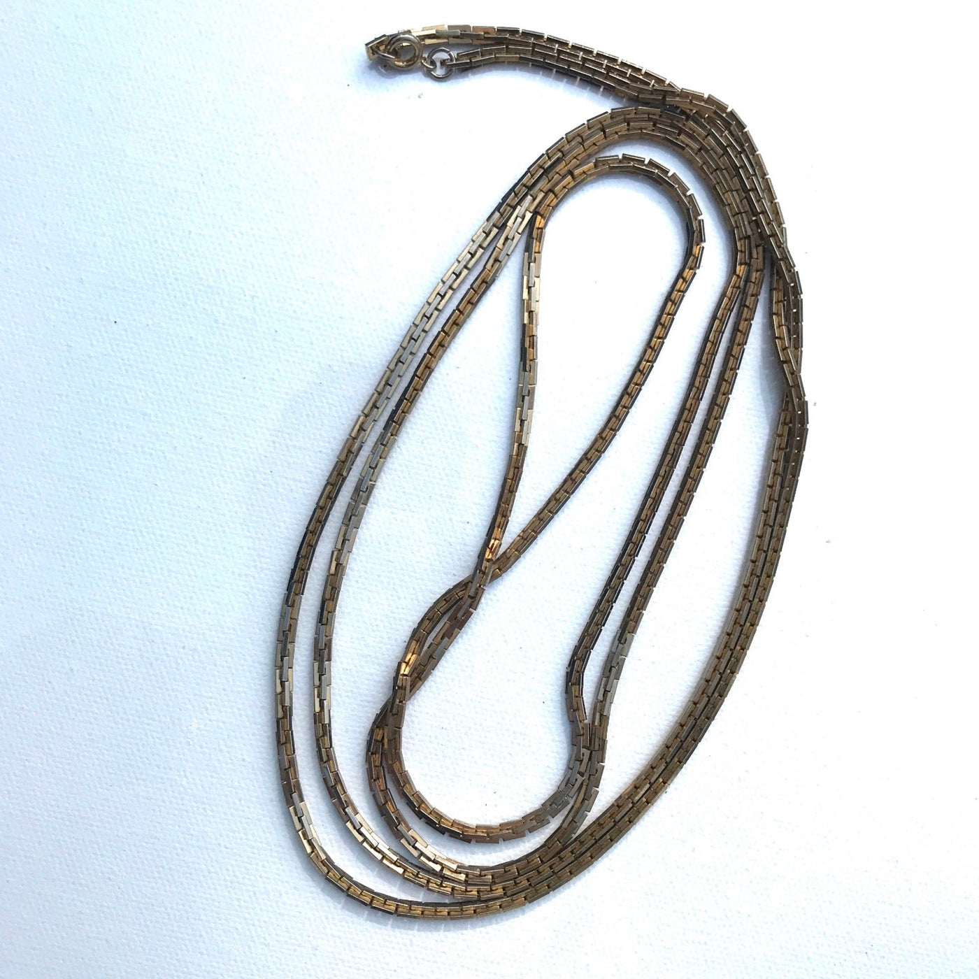 58" Vintage Gold Tone Rectangle Link Necklace Belt Length Chain