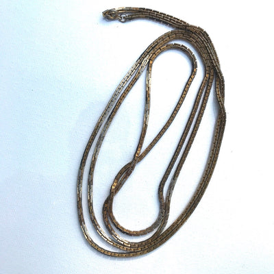 58" Vintage Gold Tone Rectangle Link Necklace Belt Length Chain