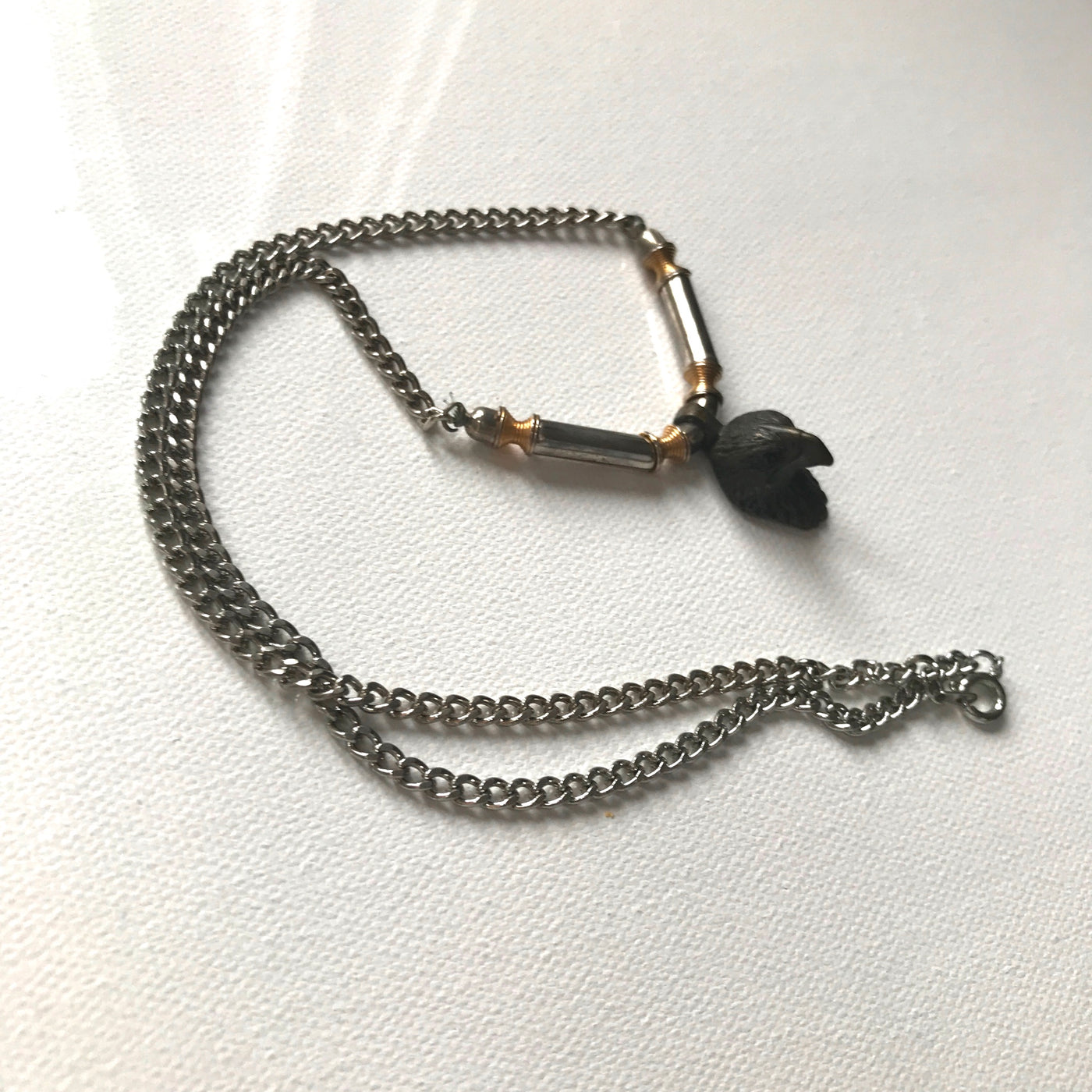 20" Pewter 3 D Eagle Head with Silver Metal Chain