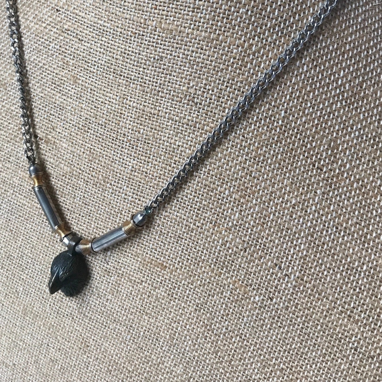 20" Pewter 3 D Eagle Head with Silver Metal Chain