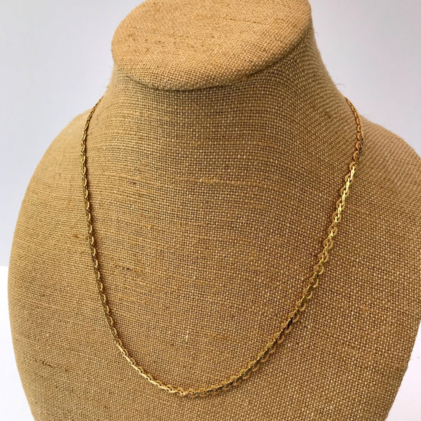 22" Trifari Ornate Gold Metal Small Textured Flat Link Necklace