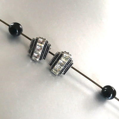 Vintage -LIA SOPHIA- Steel Post 3 Faux Diamond Formal Style Stud Post Pieced Earrings