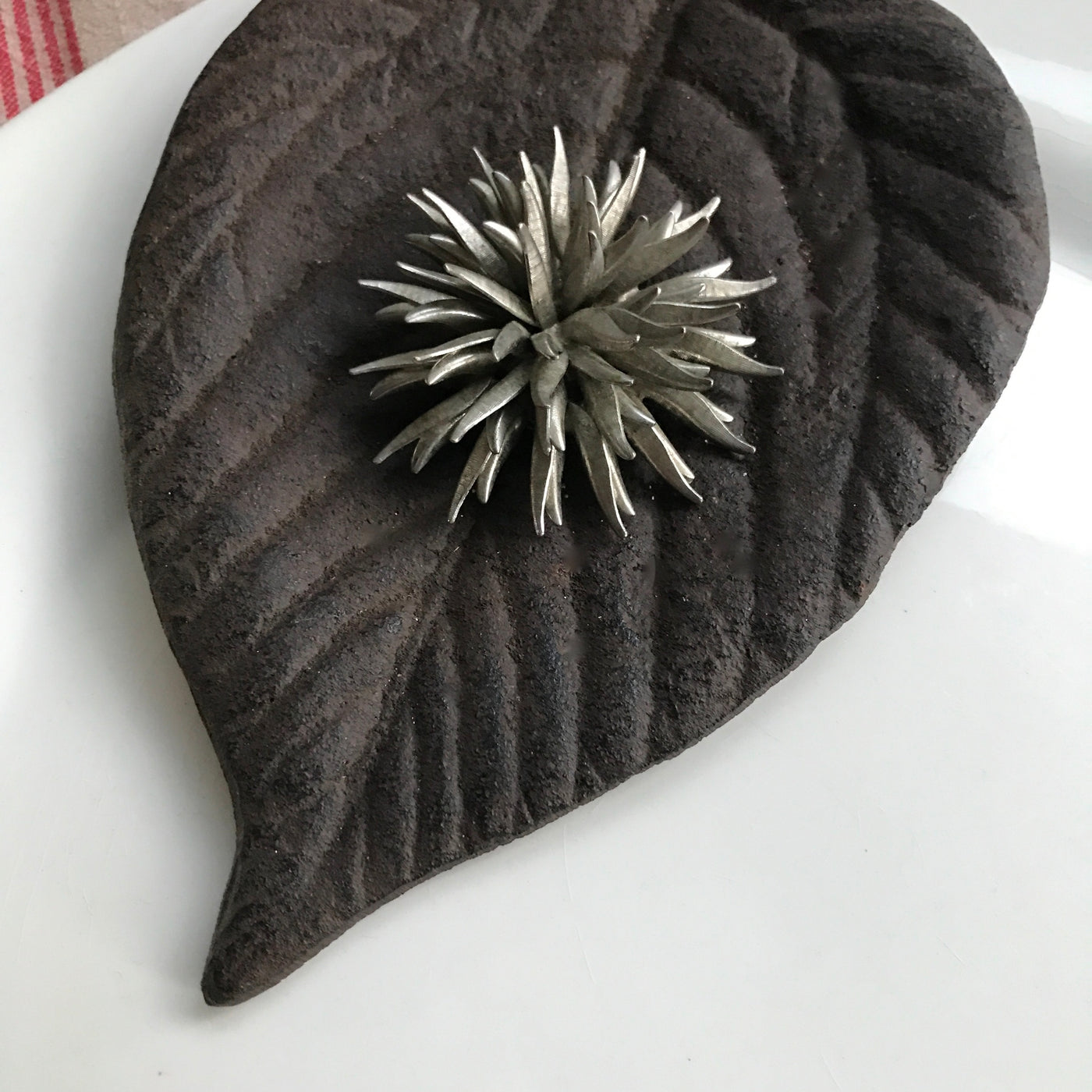 2.25" Mid Century Silver Puff Urchin Flower Pin Retro Costume Vintage