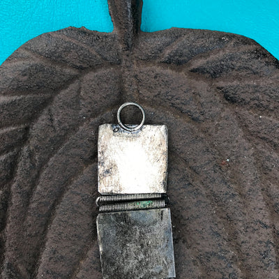 7"Vintage 6 piece Segmented Metal Bracelet w Dark Red Stones Hook Clasp Bracelet