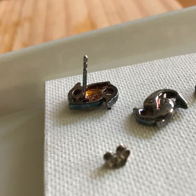 1/2" 925 Silver 2 Dolphin Knot Pierced Stud Earrings Vintage