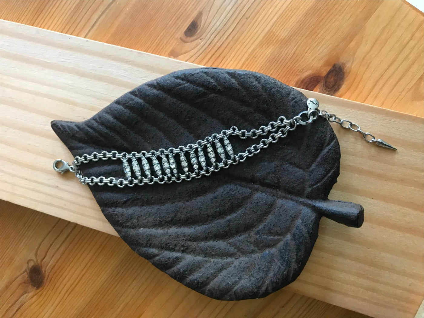 6" Rhinestones Chain Rows  c + i Bracelet w clasp Modern Retro