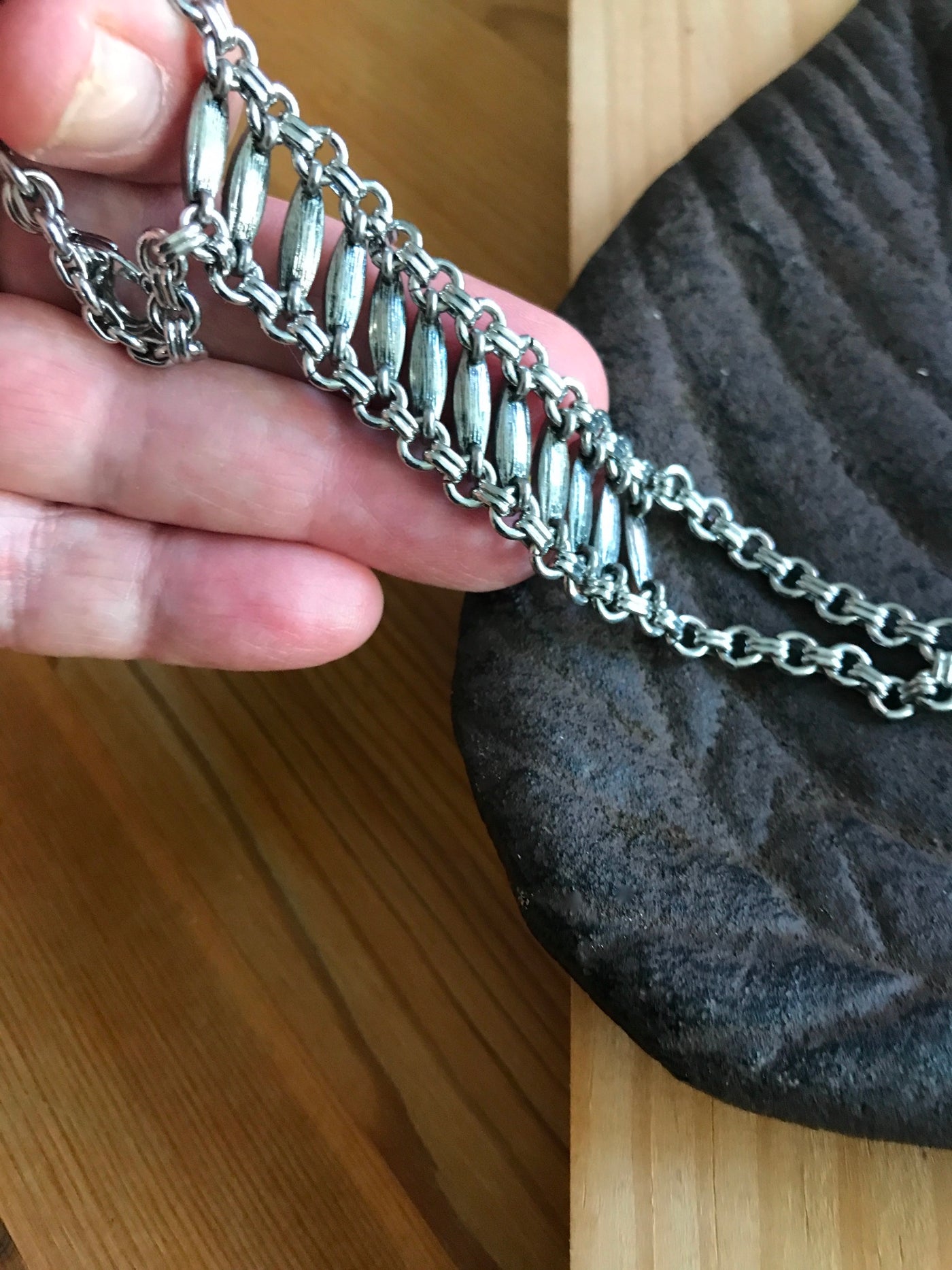 6" Rhinestones Chain Rows  c + i Bracelet w clasp Modern Retro