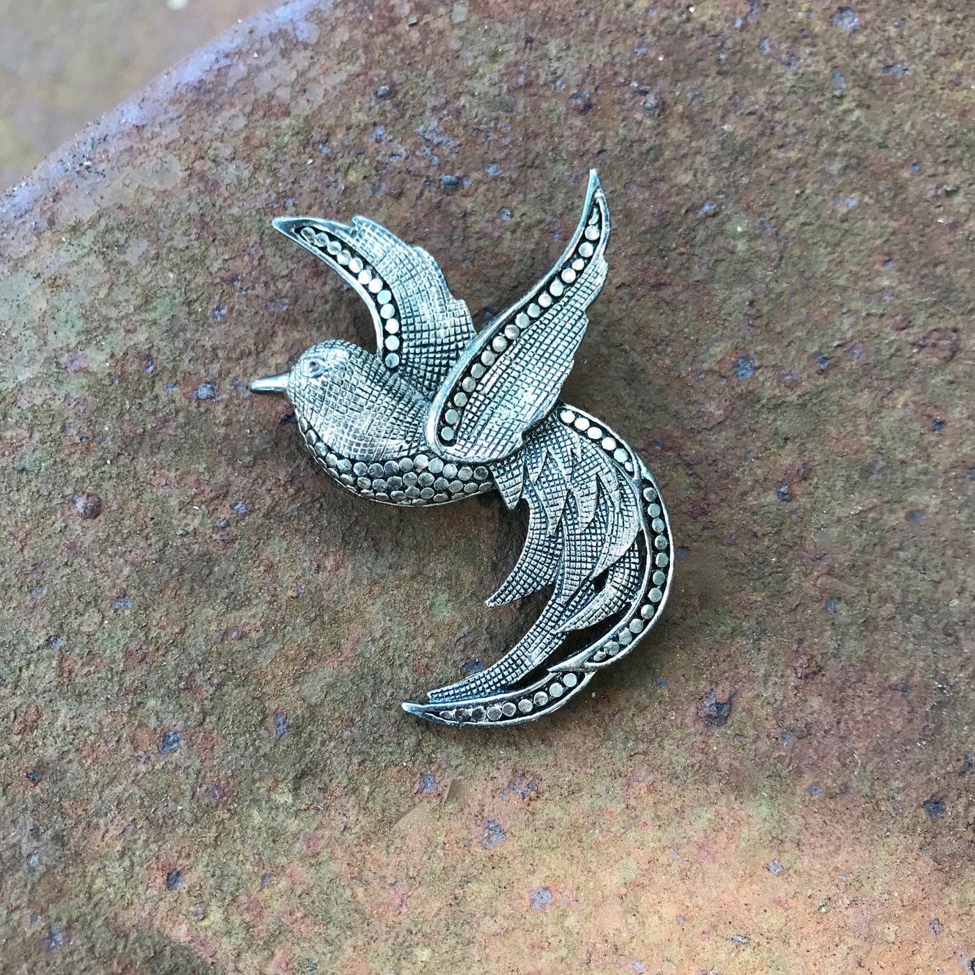 2.5" Modern Made Flying Paradise Bird Pin Vintage