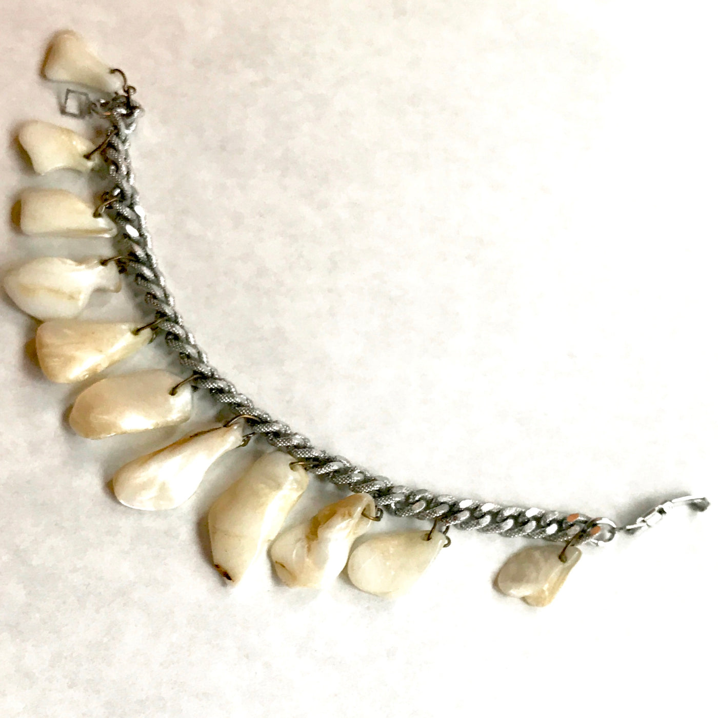 7.5" Vintage Germany Aluminum Thick Polished Shells Charm Primal Bracelet