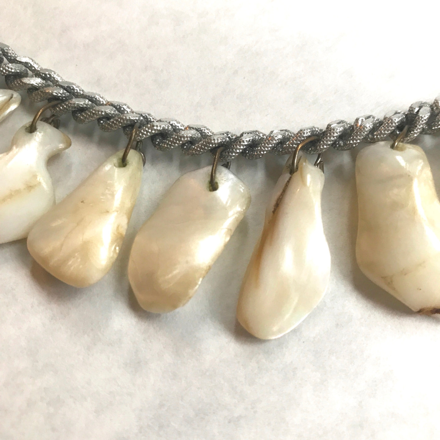 7.5" Vintage Germany Aluminum Thick Polished Shells Charm Primal Bracelet