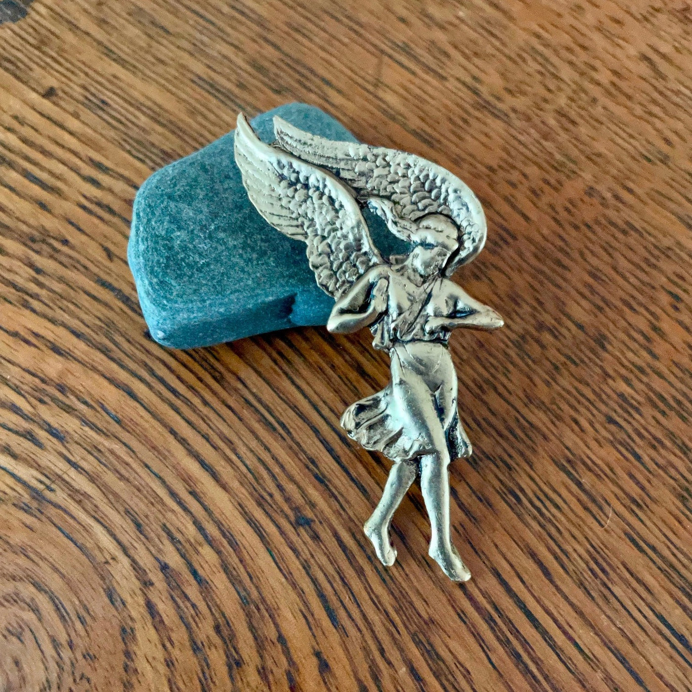 2" Vintage Gold Metal Landing Descending Angel Pin