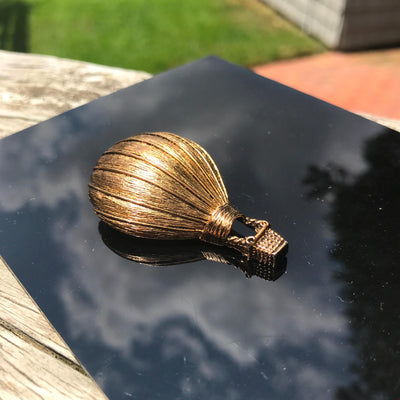 2" Gold Tone Patina Hot Air Balloon Pin Vintage