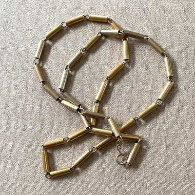 28" Vintage Brass Tube Chain Necklace