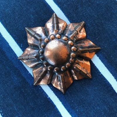 3" Vintage Large Repousse Copper 8 Point Medal Star Pin Brass Hardware