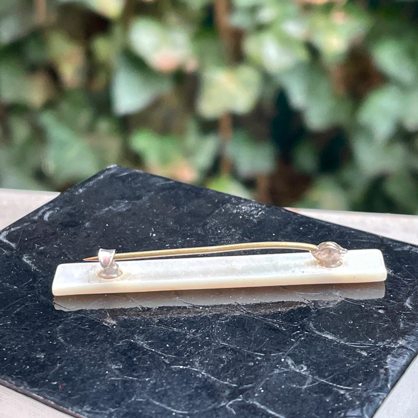 2" Vintage Mother of Pearl Simple Rectangle Bar Pin