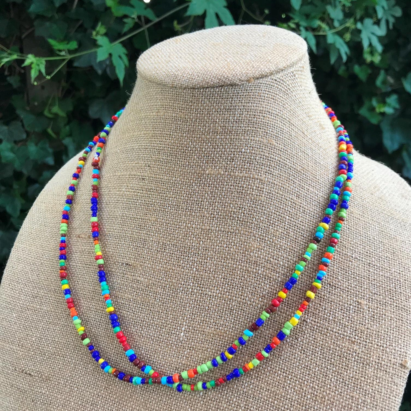 48" Simple Colorful Bead Over the Head Necklace Southwest Inspired