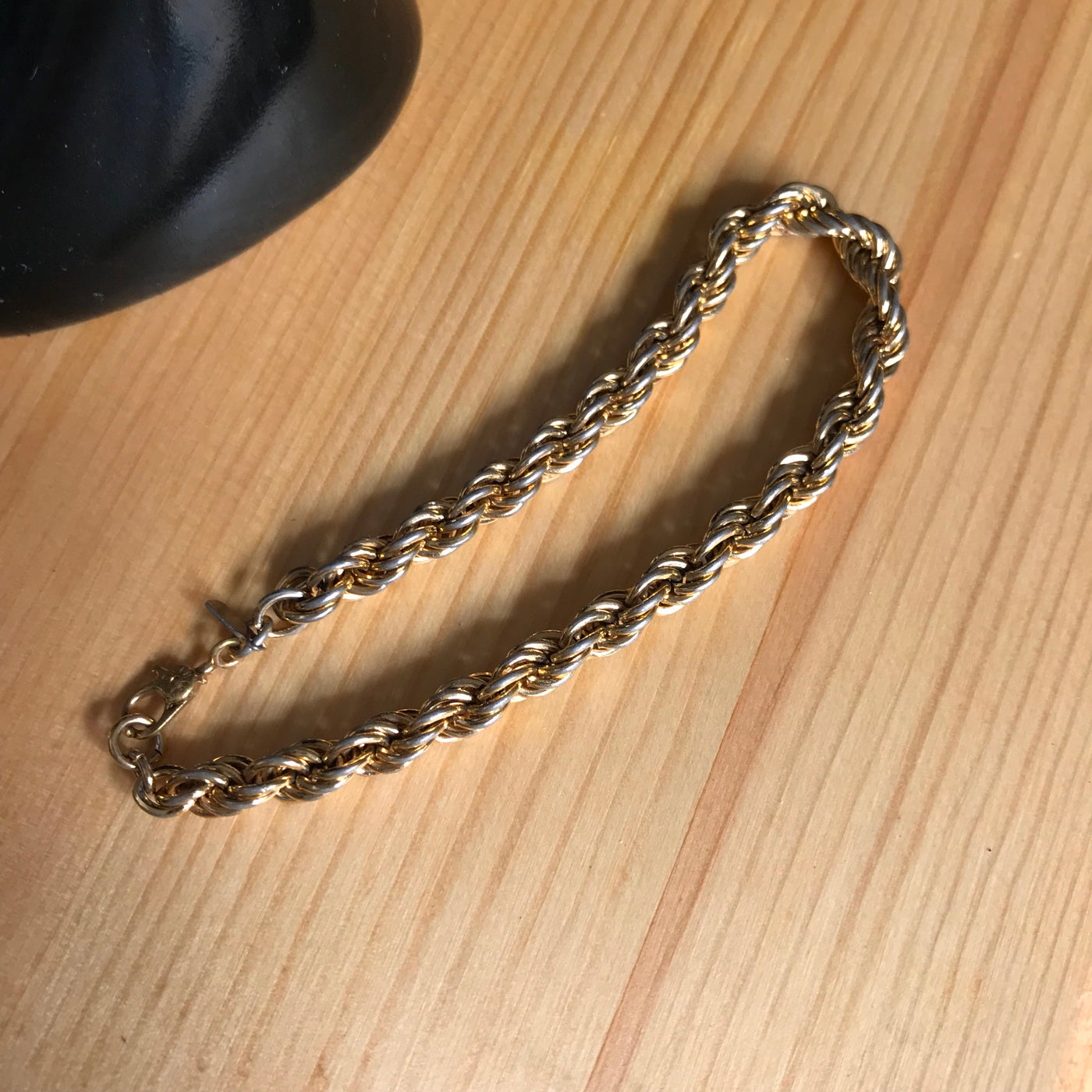 6.5" Vintage - MONET - Gold Metal Chain Triple Link Twist Costume Bracelet