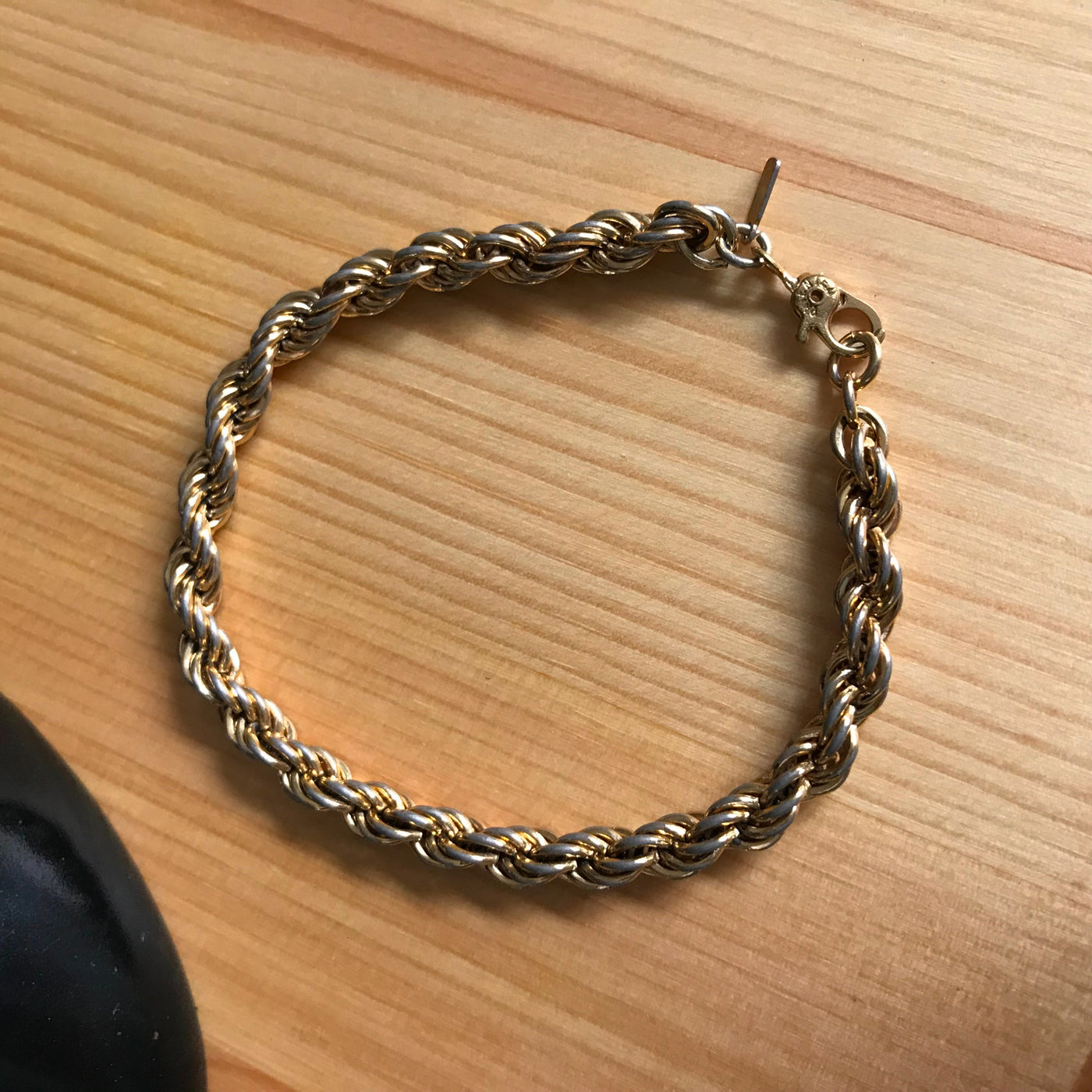 6.5" Vintage - MONET - Gold Metal Chain Triple Link Twist Costume Bracelet